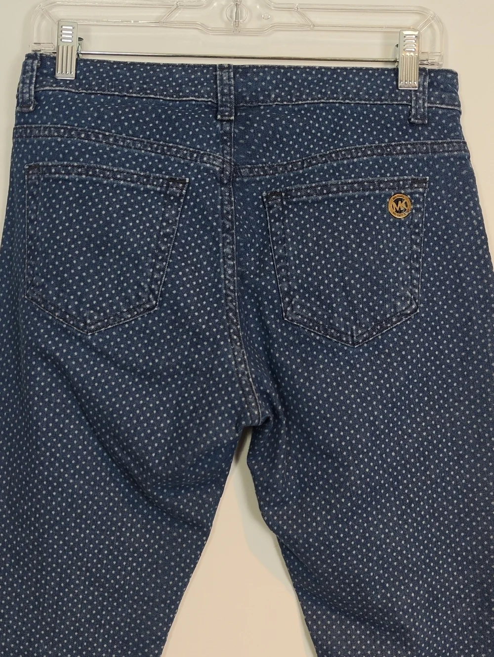 MICHAEL KORS Navy Polka Dot Skinny Jeans Medium Wash Size 4